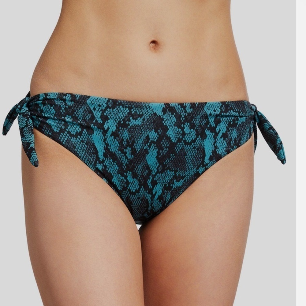 Vitamin A bikini bottom Sz L Blue Tracy Recycled Snake-Print vacation beach
